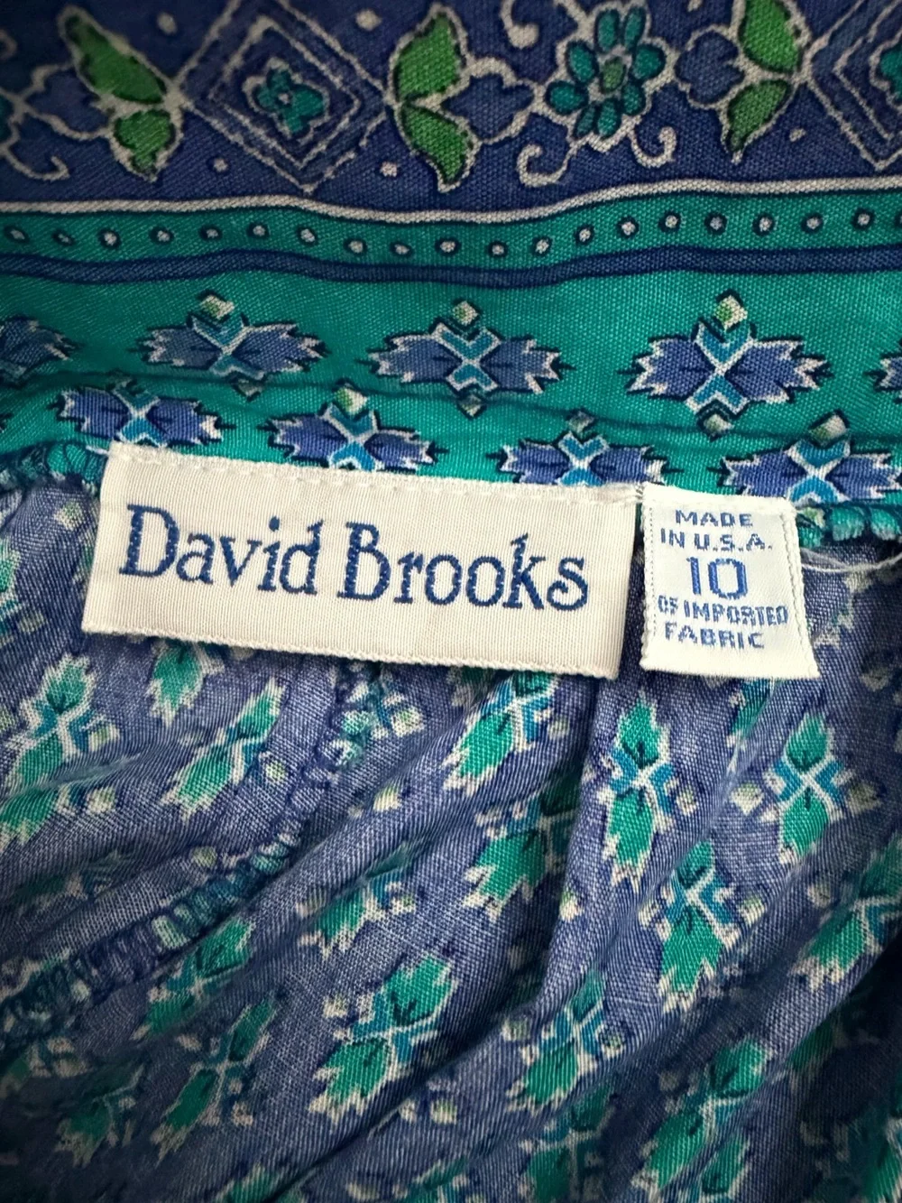 Vintage David Brooks Prairie Mid Blue A-Line Skirt with Contrast Button Front 10 - Picture 7 of 7